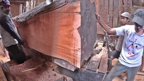 red big log sawmill process