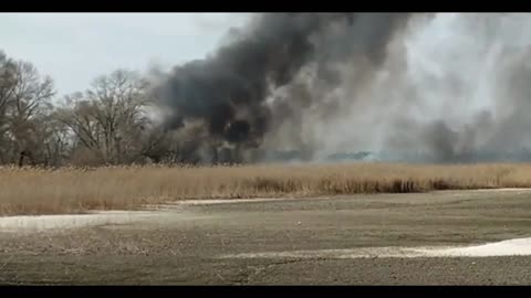 Ukrainian drone drops incendiary bombs on waterfront in Energodar