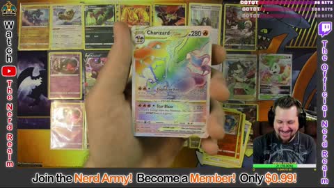 Charizard VSTAR Rainbow Secret Rare Pulled! The Nerd Realm Livestream Clip!