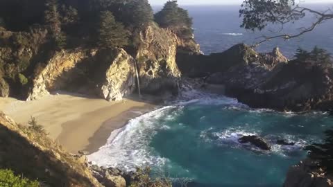 Relaxing 3 Hour Video of a Waterfall on an Ocean Beach at Sunset