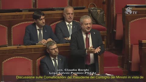 🔴 Sen. Claudio Borghi in Aula in occasione dell'intervento del Pres.Meloni in vista del Consiglio UE