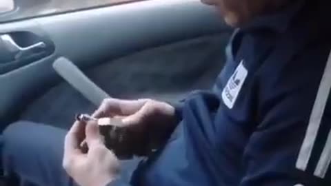 Dude accidentally pulls out pin from grenade while inside car