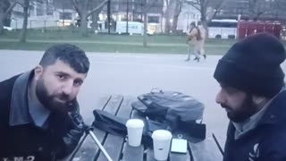 Christian agrees with Ahmadi Muslim on suffering, at Speakers corner