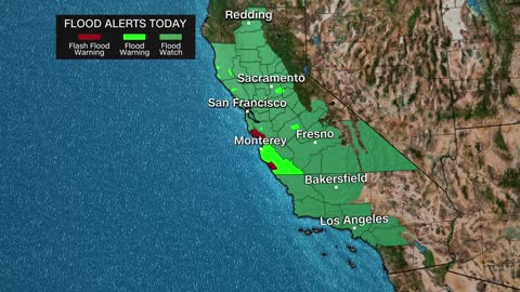 Weather radar shows atmospheric river crossing California