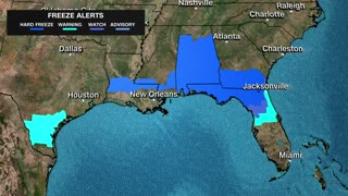 Over ten million under freeze warning in the south