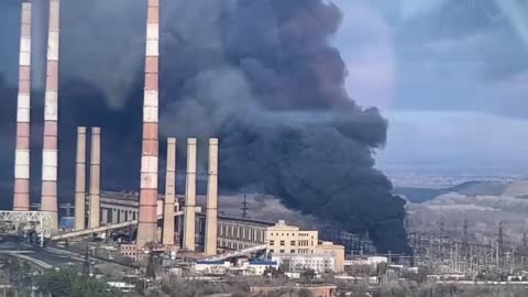 Power Plant in Schastia, Ukraine On Fire Following MLRS Attack