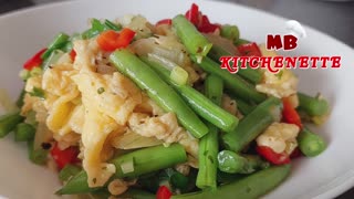 Easy Stir Fry Green Beans and Egg Recipe! Superfoods protects you from Anemia and Diabetes! No AI