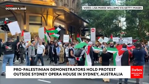 Pro-Palestinian Demonstrators Hold Protest Outside Sydney Opera House In Sydney, Australia