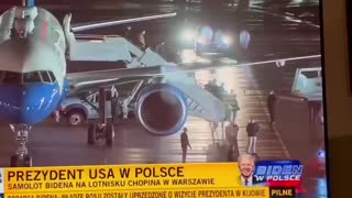 Biden falls from airstair as he arrives in Poland