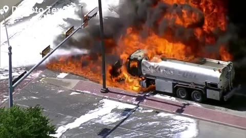 A 5,000 Gallon Oil Tanker Catches Fire as Nearby Texans Told to Evacuate