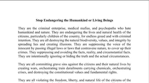 Stop Endangering Humankind or Living Beings | Facts