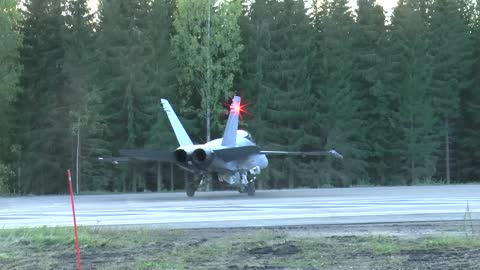 F-18D Hornet hot refueling on the highway