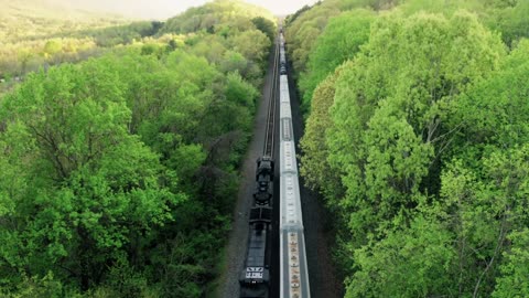 Train travel in the lush green mountains