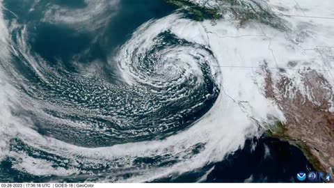 Large bomb cyclone impacts western US coastline, satellite imagery shows
