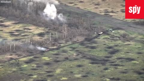 Russian Soldiers Flee As Ukrainian Forces Obliterate Row Of Armored Vehicles