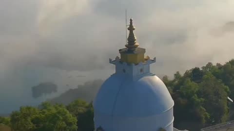 The peace pagoda pokhara Nepal with best cloud view