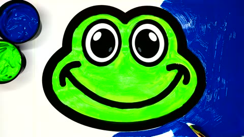 Painting Frog Face and Juice Coloring Pages with Paint