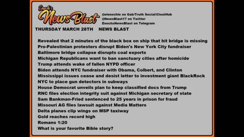 Thursday, March 28, 2024 News Blast.