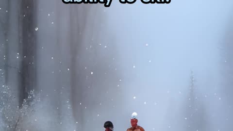 Two friends are talking on skis