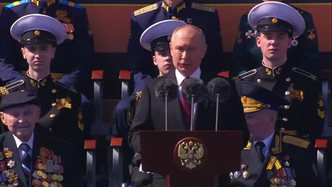 Vladimir Putin speaks as Russia stages annual WWII Victory Day parade on Moscow's Red Square - May 9, 2023