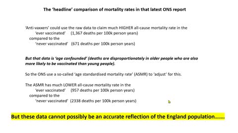 Vaccinated versus not vaccinated mortality data