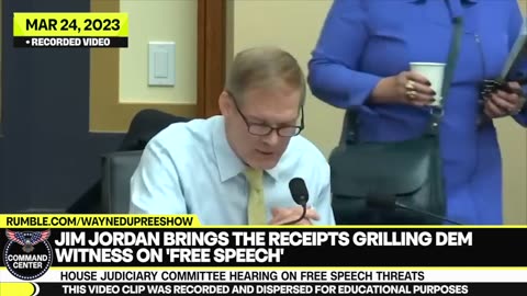 Jordan Brings The Receipts Grilling Dem Witness On 'Free Speech'; 'I'll Give You The Content!'