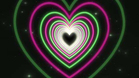 436. Neon Heart Tunnel💚🩷Animated Background Video