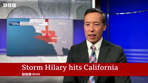 Tropical Storm Hilary hits California with state of emergency declared - BBC News