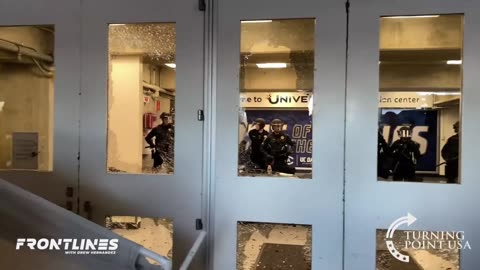 Self Proclaimed Anti-Fascists Smash Doors & Windows In Attempt To Stop The Free Speech Of Charlie Kirk