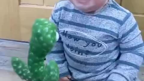 Cute Babies Playing Dancing Cactus(hilarious)