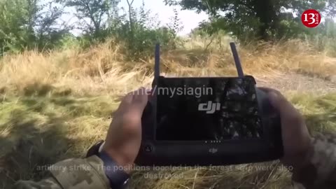 Drone stops Russian soldiers from hiding after they come to a battle in a truck