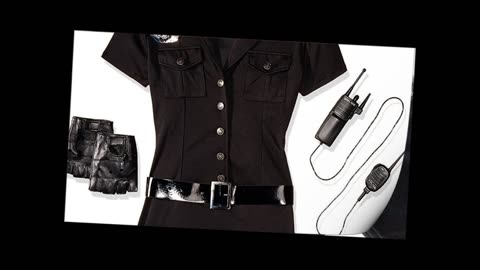 Women's 6pc. Dirty cop incl hat, Dress, Gloves, Belt, tie & walkie Talkie, black