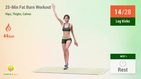 25-MIN LEG WORKOUT + FAT BURN HIPS, THIGHS, CALVES