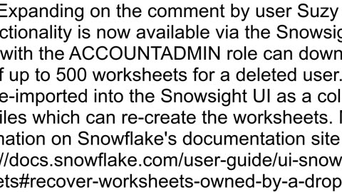 How to retrieve lost worksheets in Snowflake