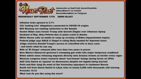 Wednesday, September 13, 2023 News Blast #Enoch #NewsBlastReading #NBR