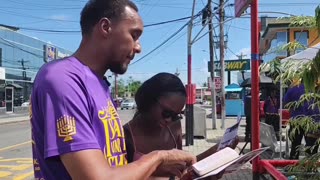 The Prophets Of IUIC T&T In The Streets Of Point Fortin, Educating A Sister About The Truth.