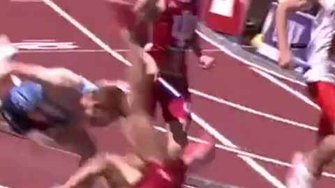 Big wipeout in Penn Relays 4xMile finish! #shorts