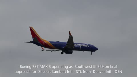 Southwest Flight 329 on final approach for St. Louis Lambert Intl - STL