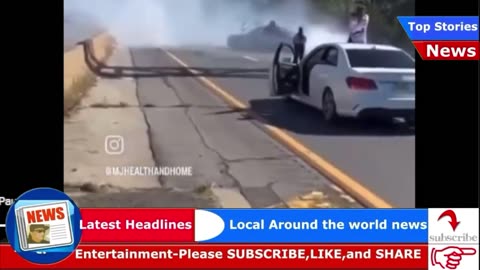 A car full of men waving Palestinian flags stop traffic on the Long Island Expressway