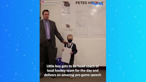 Little boy delivers motivational pre-game speech to his favorite hockey team the Peterborough Petes