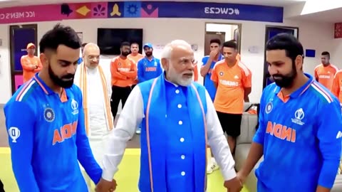 Indian PM supports their team in the dressing room