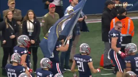 Every player on Army came out with an American flag