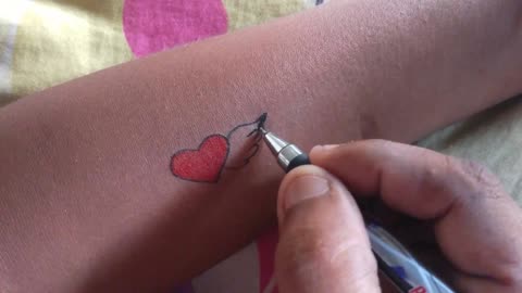 How to make heart tattoo with pen