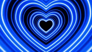 492. Heart Flashing Background💙Night Neon Blue Hearts Sweet Romantic