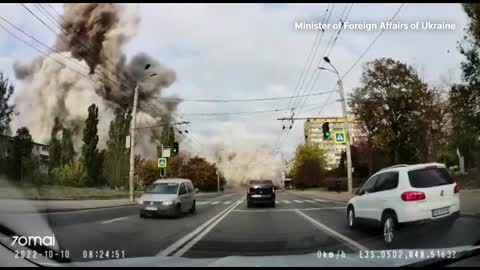 Dashcam footage shows moment Dnipro hit by shelling