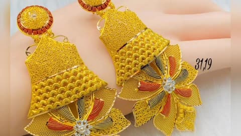 Dubai Gold Earrings Designs 2021 _ Latest Gold Earrings Models _ Jewellery Design Images