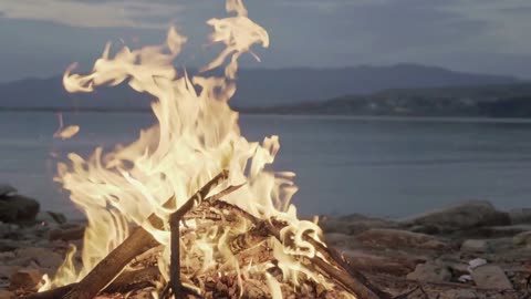 Campfire Crackling by the Lake