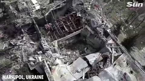 Drone footage shows destroyed theatre in besieged Mariupol, Ukraine