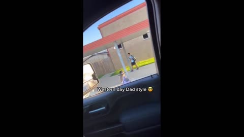 Western dad embarrasses daughter on first day of school