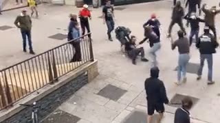 Patriots out on the streets in the French city of Angers today protecting businesses...